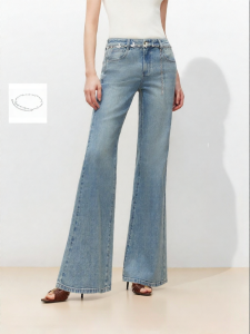 Vero Moda | Summer New Butterfly Waist Chain Loose Flared Washed Denim Pants