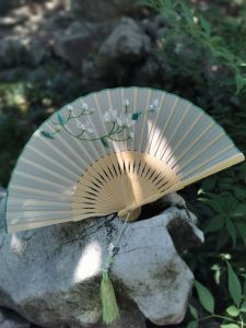 พัดปักลายสองด้านแบบซูโจว พัดพับสไตล์โบราณ พัดโครงไม้ไผ่ สำหรับใช้ในชีวิตประจำวัน ชุดฮั่นฝู พัดตกแต่งชุดกี่เพ้า