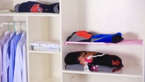 Homepeas® Extendable Wardrobe Shelf Portable Organizer Rack Adjustable Clothes Closet Organiser