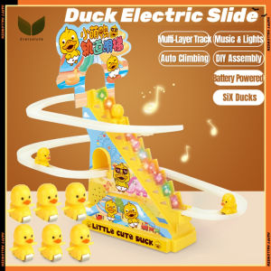 Electronic Slide Toy With 6pcs Little Ducks Auto Climbing Stairs Track Music Educational Toy Ideal For Childrens Birthday Christmas Gift