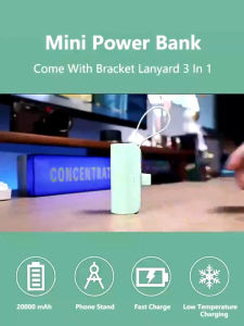 Mini Power Banks 2in1 5000mAh/20000mAh Portable Built in Cable Power Bank PD20W Superfast charging Type-C/iphone