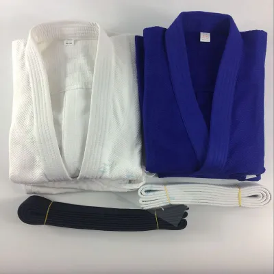 Professional Competition Judo Uniform Training Clothes Pure Cotton Bamboo Pattern White Blue Jiu Jitsu for Adults And Kids