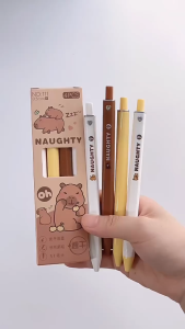 4Pcs Cute Pens 0.5mm Black Ink Gel Pens Fine Point Ballpoint for Journaling Office School Supplies