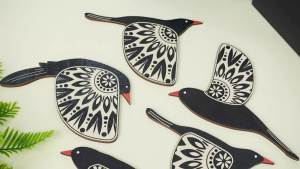 3 Pcs Wooden Bird Wall Art Wood Flying Birds Wall Decor Rustic Folk Art Wall Decor Scandinavian Home Decor for Gift Bird Lover