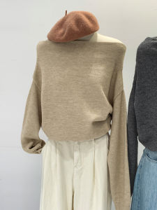 Loose Knitted Sweater Womens Early Autumn New Lazy Style One-Shoulder Design Comfortable Long Sleeve Regular Fit Top