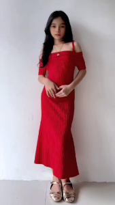 Jer Jen Bianca Trendy Fashionable Cold Shoulder Maxi Dress for Kids Ages 8-12 Bark Crepe Fabric Stretchable Comfortable Casual Formal Wear Unique Stylish Design