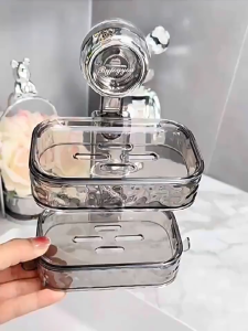 Suction Cup Soap Sponge Holder Wall Mounted Hanger Drain Multipurpose Organizer for Bathroom Kitchen