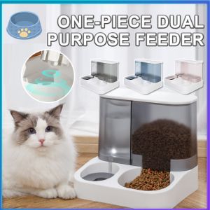 2.8L Large Capacity Dog Cat 2in1 Auto Water Food Integrated Feeder Cat Dog Food Water Bowl Pet Bowl