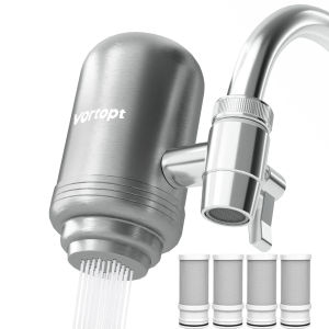HOMEFISH Stainless Steel Faucet Tap Water Filter Purifier System NSF Certified Reduces Lead Chlorine & Bad Taste Kitchen