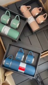 Bình đựng nước giữ nhiệt 500ml kèm 2 cốc nhiều màu