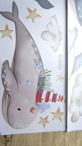 Wall Stiker Whale Star Watercolor Sticker Dekorasi Kamar Anak Sticker Dinding Motif