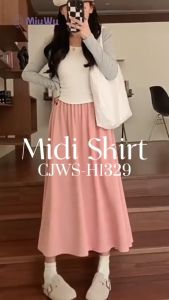 MIUWU Rok Wanita Rib Knitted Highwaist A Line Korean Skirt Style H1329 Premium Rib Knitted