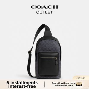 Coach | Black Genuine Leather Crossbody Backpack