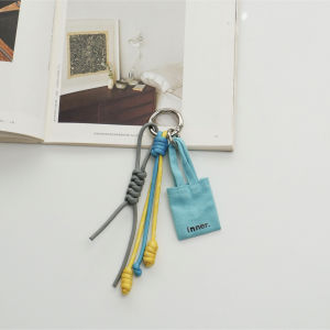 Mini Shopping Bag Pendant Handmade Leather Keychain Bag Accessory Personalized Handbag Decoration Key Holder