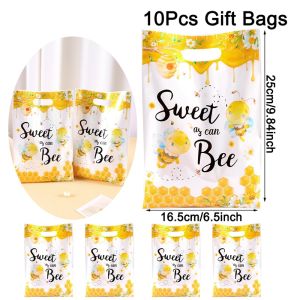 10/20/50pcs Sweet Bee Candy Gift Bags Goodie Bags Cookie Packaging Bags For Summer Bee Theme First Birthday Party Supplies