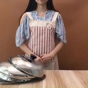 1 PCS 30/32/34cm Household Tempered Glass Wok Lid Cover Stainless Steel Visible Heat Resistant Mirror Plane Round Pot Lid