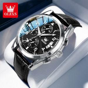 OLEVS | OLEVS Quartz Watch for Men Original Leather Strap Date Display Waterproof Luminous Business Casual Quartz Men Watch Top Brand