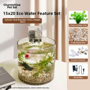 CHONGXIAOSHUAI | Clear Glass Round Desktop Fish Tank