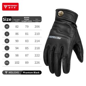 MOTOWOLF | Leather Retro Breathable Anti-fall Full Finger Riding Gloves