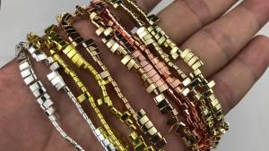 Two hole Gold Color Silver Plated 5x2.5mm Rectangle Hematite Natural Stone Spacers Loose Beads For Jewelry Making Diy bracelets