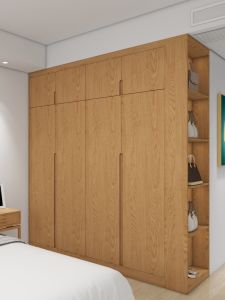 Nordic Pure Solid Wood Cherry White Wax Original Oak Full Height Japanese Style Bedroom Wardrobe Closet Whole House Furniture