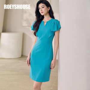 Roey s house | Elegant Business Smart Dress Blue Mid-length