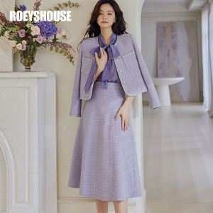 Roey s house | Chic Tweed Womens Winter Suit Set with Coat and Skirt