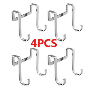 1-10pc S-shaped Stainless Steel Hook Multi-Purpose Free Punching Door Back Hooks Kitchen Bathroom Cabinet Door Back Coat Towel