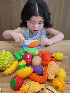 NIKO 29PCS Kids Fruit Cutting Toy Set Early Educational Toys Pretend Play Kitchen Food Toys for Kids Boys Girls Gifts
