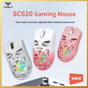AULA | AULA SC620 Wireless Mouse RGB PAW3311 Light Weight Adjustable 12000 DPI Wired/Bluetooth/2.4G Sport Office Custom Gaming Mouse