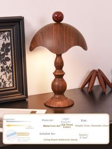 SHIGUANGSUIDAO | Rustic Vintage Walnut-Colored Bedside Lamp