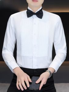 HENGYUANXIANG | Iron Free Casual Wedding Shirt For Men Long Sleeve Business Formal White Dress Shirt Fashionable Urban Style Polyester Blend