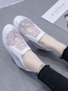 Hidden Heel Slip-on Womens Shoes Mesh Breathable Light Diamond Platform White Shoes Female 2024 Spring Summer New Shoes Female