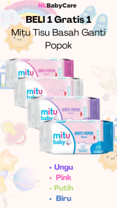 [ Paket 6 Pcs ] Mitu Baby Tisu Basah Ganti Popok Buy 1 Get 1 (50s + 50s)