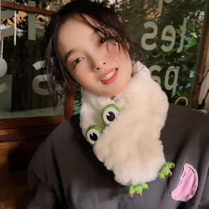 XUANXUAN | Kawaii Frog Plush Scarf Womens Winter Korean Style Versatile New 2024 Cute Student Childrens Neck Protection Scarf