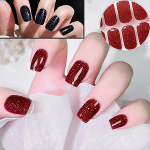 16 Miếng Dán Móng Tay Dạng Gel Bán Cứng Phủ Toàn Bộ Có Keo Dính Kiểu Trượt Dùng Làm Sticker Trang Trí Móng