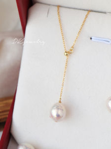 Natural Freshwater Baroque Pearl Necklace Long Sweater Chain Y-Clasp 925 Sterling Silver Luxury Lightweight Jewelry