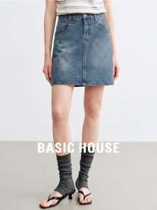 Basic House | Blue High Waisted A-line Mini Dress for Petite Summer