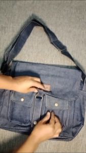 Tas Selempang Kanvas Tas Tas Pria Selempang Bahan Jeans denim Sling Bag Tas Messenger Tas Hangout Tas Sekolah Tas Kerja Tas Selempang Pria Tas Bahu Pria