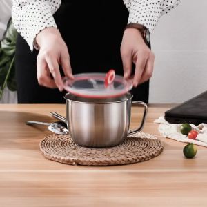 ชามสแตนเลส พร้อมหูจับ ชามต้มมาม่า ถ้วยสแตนเลสมีหู มี2ขนาด 14CM/16CM ชามใส่มาม่า ชามมาม่า