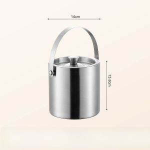 Stainless Steel Double Layer Insulated Ice Bucket for Champagne Red Wine Beer Commercial Use Ice Chunk Ice Block Bucket