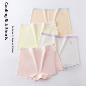 MiiOW | Kids Ice Silk Antibacterial Briefs Thin Summer Flat Angle Underwear Comfortable Elastic Waist For Girls Childrens Underpants