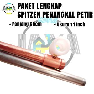 Paket Lengkap Penangkal Anti Petir Untuk Rumah Tombak Spitzen 1 Inch TB 60cm