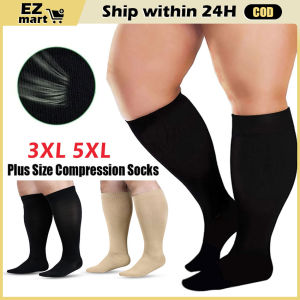 Plus Size Compression Socks Solid Women Men Sports Running Yoga Extra Size Fat Sock for Sports Fitness Weight Loss 2XL-5XL