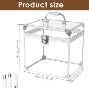 Clear Cosmetic Case with Latches Handle Acrylic Display Case Toiletry Train Case Travel Makeup Tools Storage Organizer Crown Box