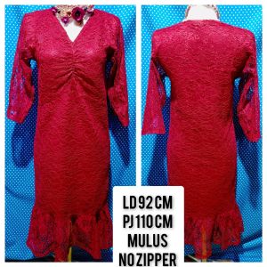 MIDI DRESS GAUN PESTA BRUKAT MERAH 301