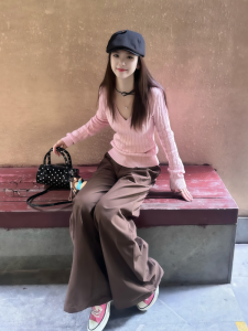 HUOLISI | Korean Gentle Style V-Neck Long Sleeve Cable Knit Sweater