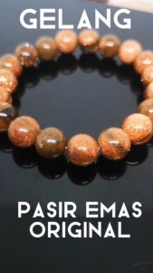 Gelang Batu Pasir Emas Asli Natural Dimensi 10MM