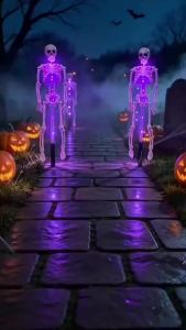 Halloween Solar-Powered Led Skeleton Stand Illuminated Floor Light Quick & Tool-Free Installation For Party Garden Yard Decor