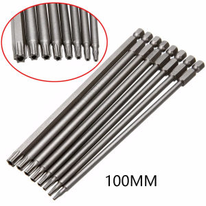 8PCS Torx Screwdriver Bit Set 1/4 Inch Hex Shank Magnetic Star Bits T8-T40 for Drill Wrench 100mm 200mm Precision Home Repair